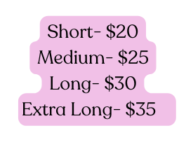 Short 20 Medium 25 Long 30 Extra Long 35