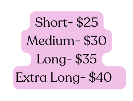 Short 25 Medium 30 Long 35 Extra Long 40